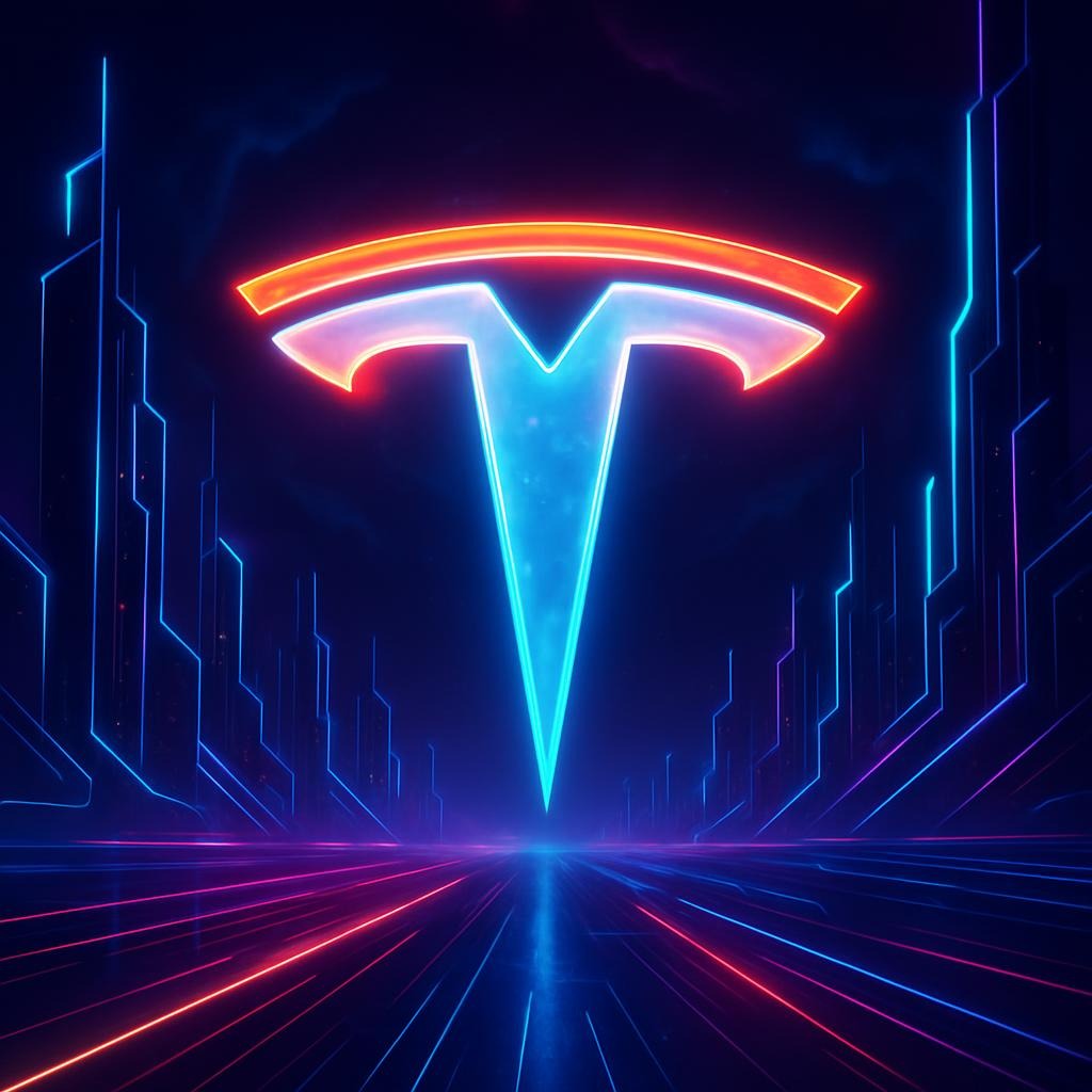 Tesla logo in a beautiful and futuristic way